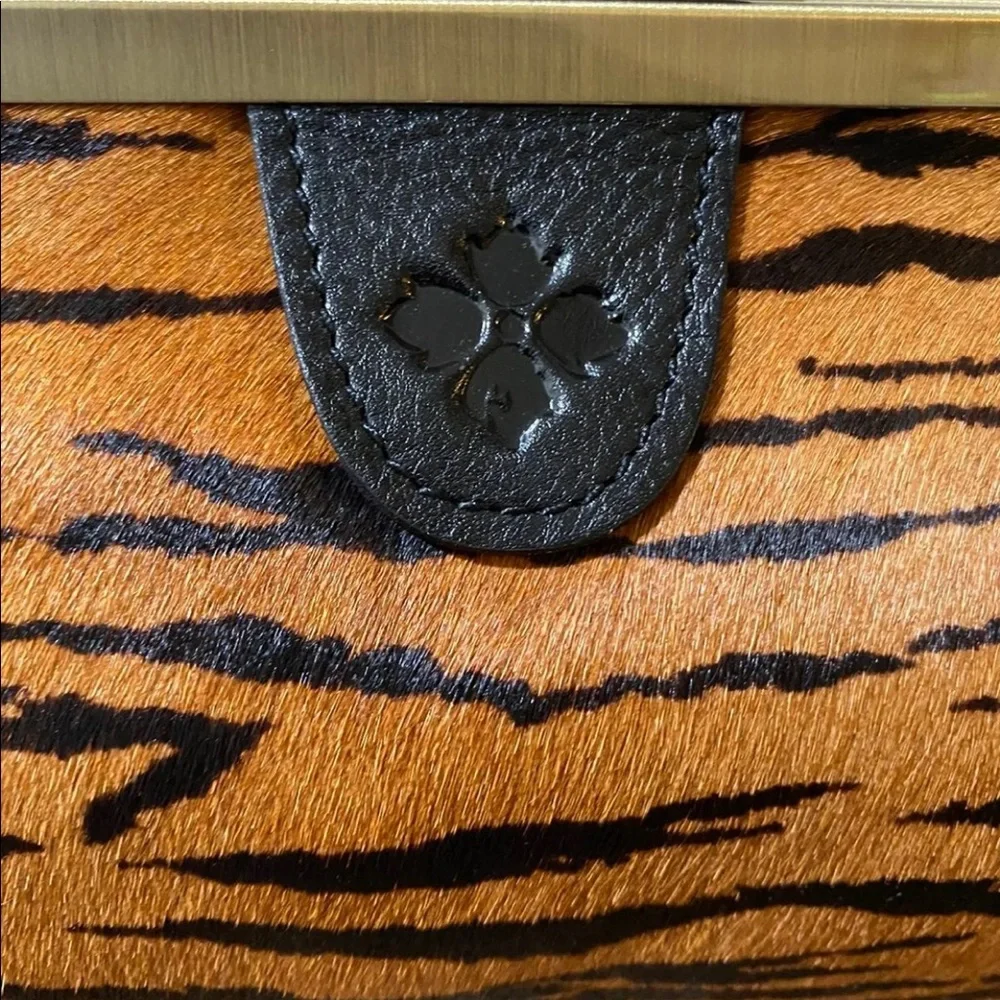 Patricia Nash Athena Printed Haircalf Leather Frame Bag/Clutch - Tiger NWT - Picture 2 of 12